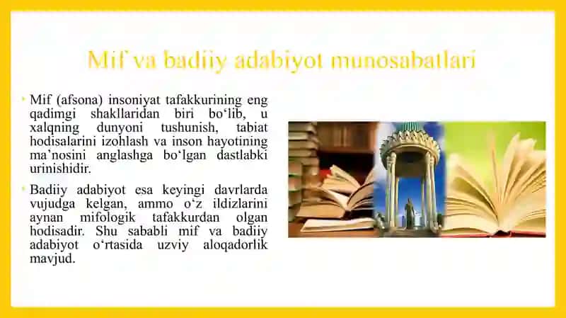 Mif va badiiy adabiyot munosabatlari 3