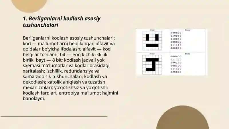 Berilganlarni kodlash usullari 3