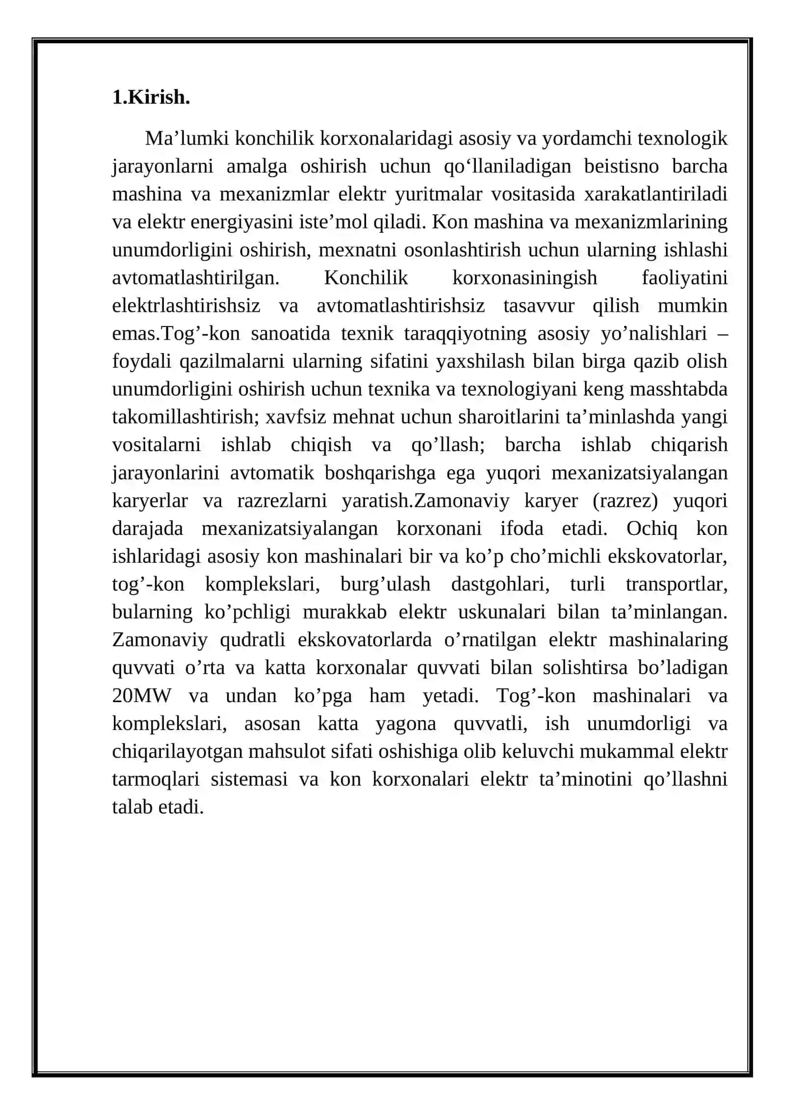Rotorli ekskavatorlarning elektr ta’minoti sxemalari 3