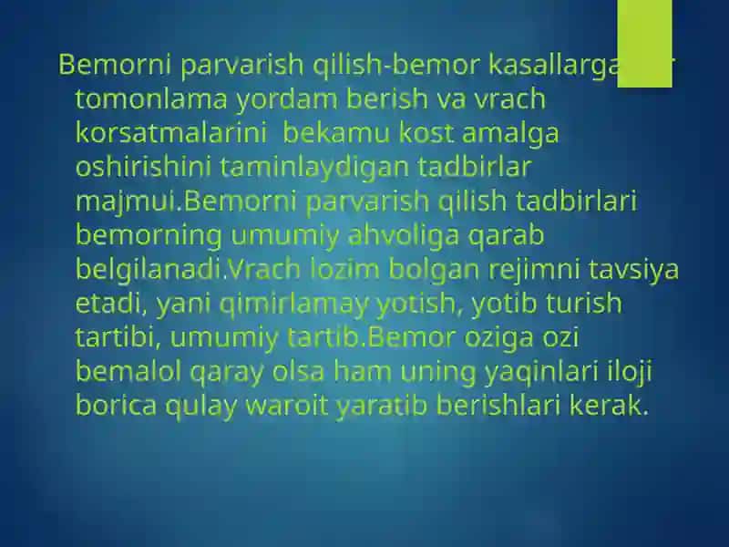 Yo'qotish, bemor holatini o’ziga xosligi 3