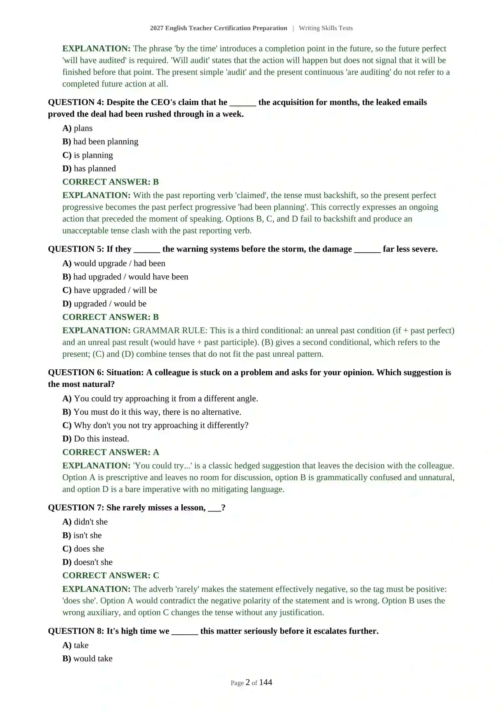 2027 English Teacher Certification Preparation | Writing Skills Tests 3