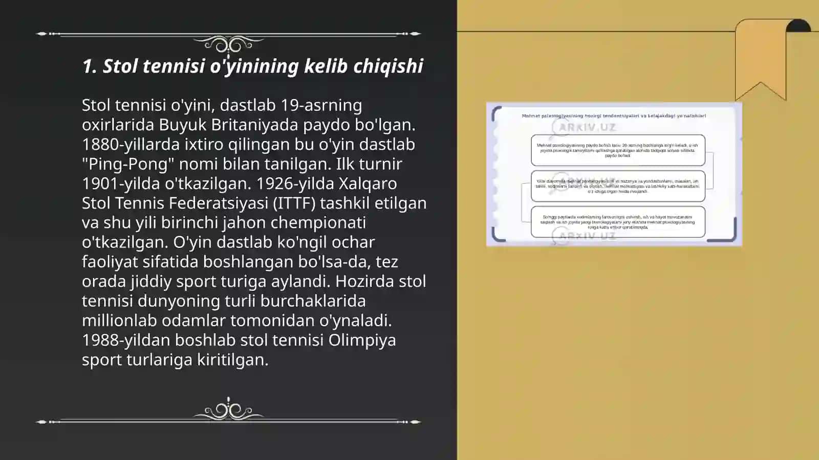 STOL TENNISI O`YININING KELIB CHIQISH VA RIVOJLANISH TARIXI 3