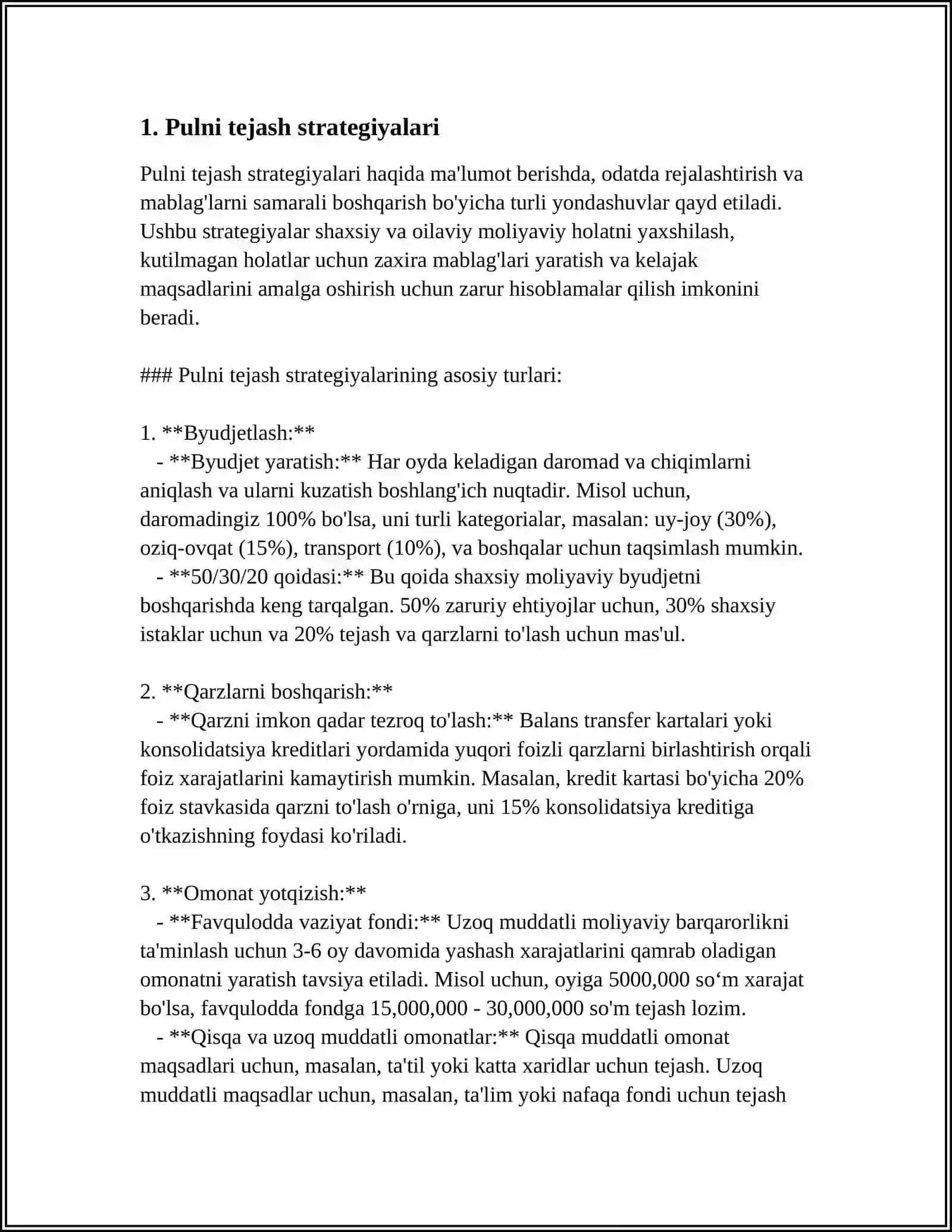 Pulni Tejash Strategiyalari 3