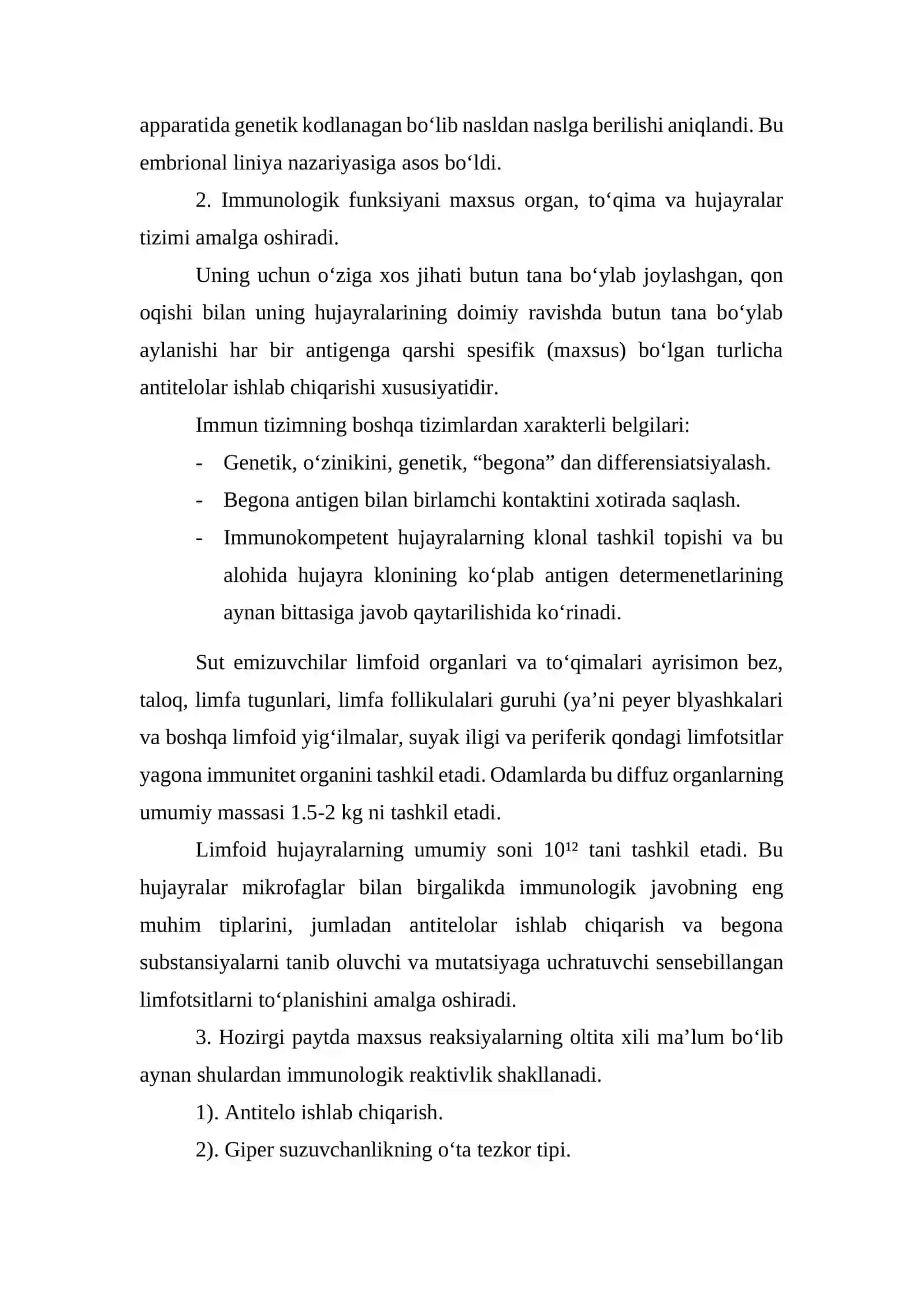 Immun tizim va immunologik reaktivlik 3