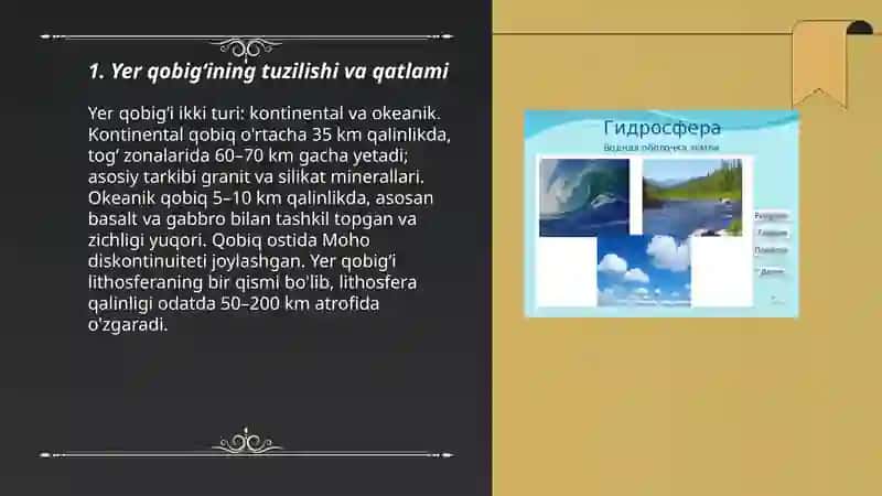 Yerning geografik qobigʻi. Gidrosfera 3