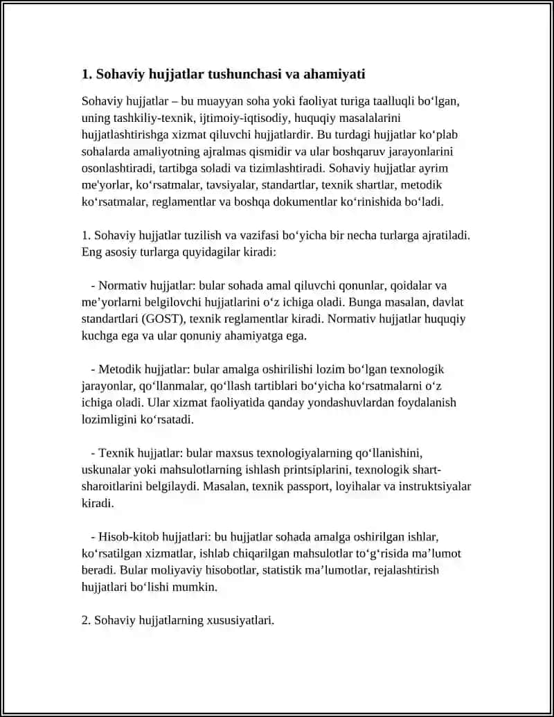 SOHAVIY HUJJATLARNING TURLARI, XUSUSIYATLARI 3