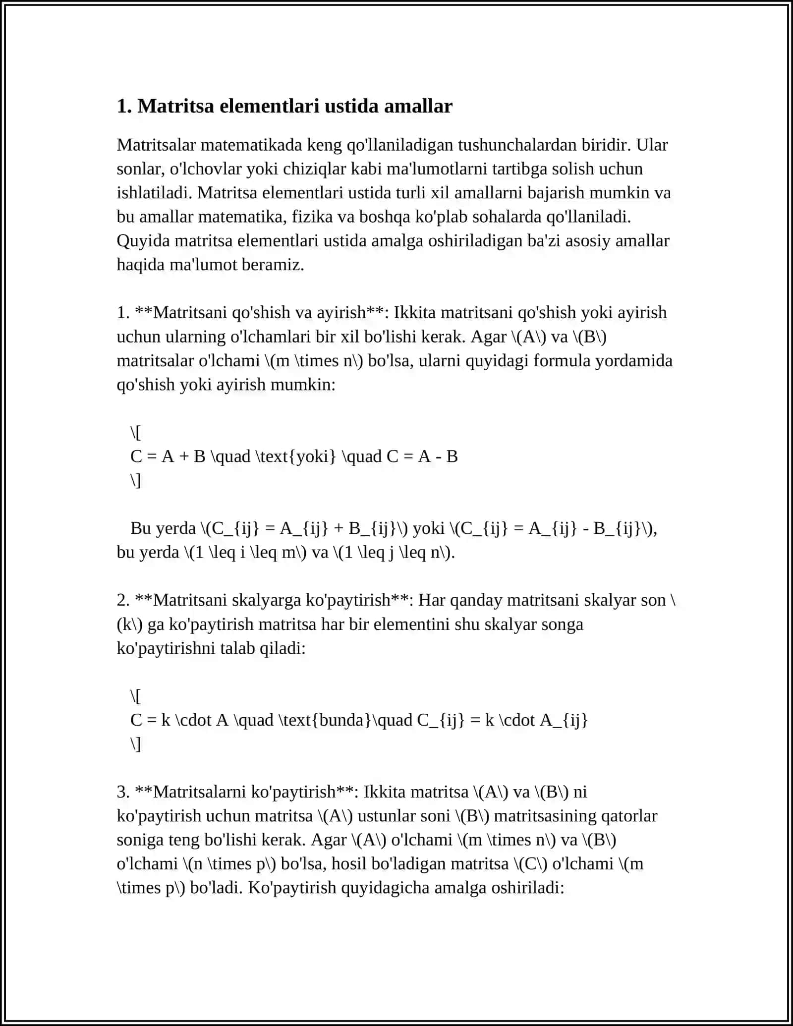 MATRITSA USTIDA AMALLAR BAJARISH 3