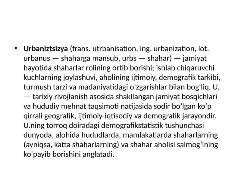 Urbanizatsiya muammosini hal qilish yo`llari 3