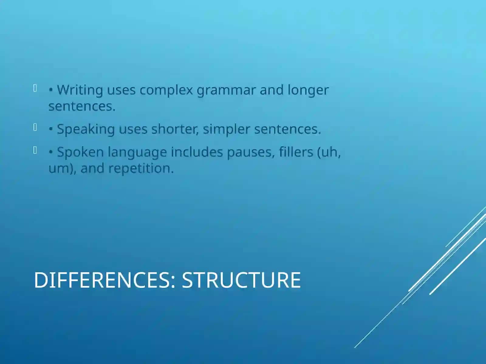Explore the definitions and variances between written and spoken language 3