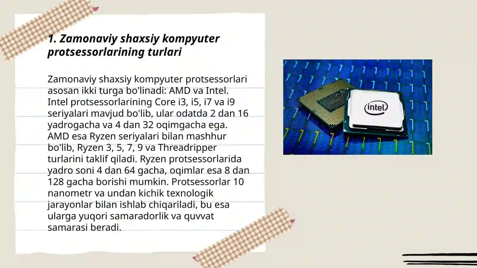 Zamonaviy shaxsiy kompyuter protsessorlarining turlari 3