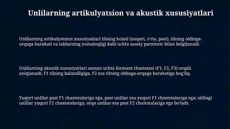 Unlilar tasnifi va imlosi 3