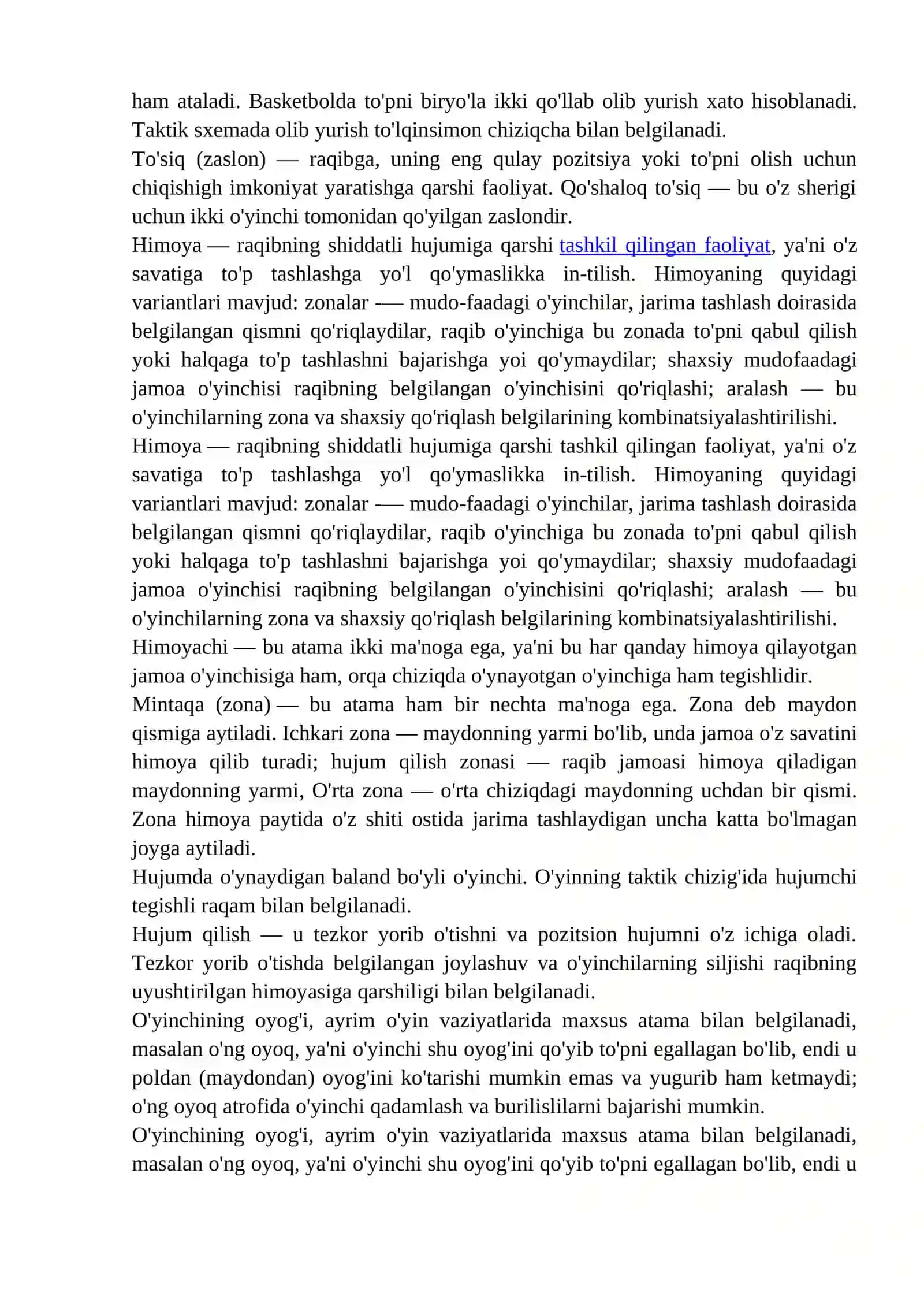 BASKETBOL O'YINI XIMOYA TEXNIKASI 3