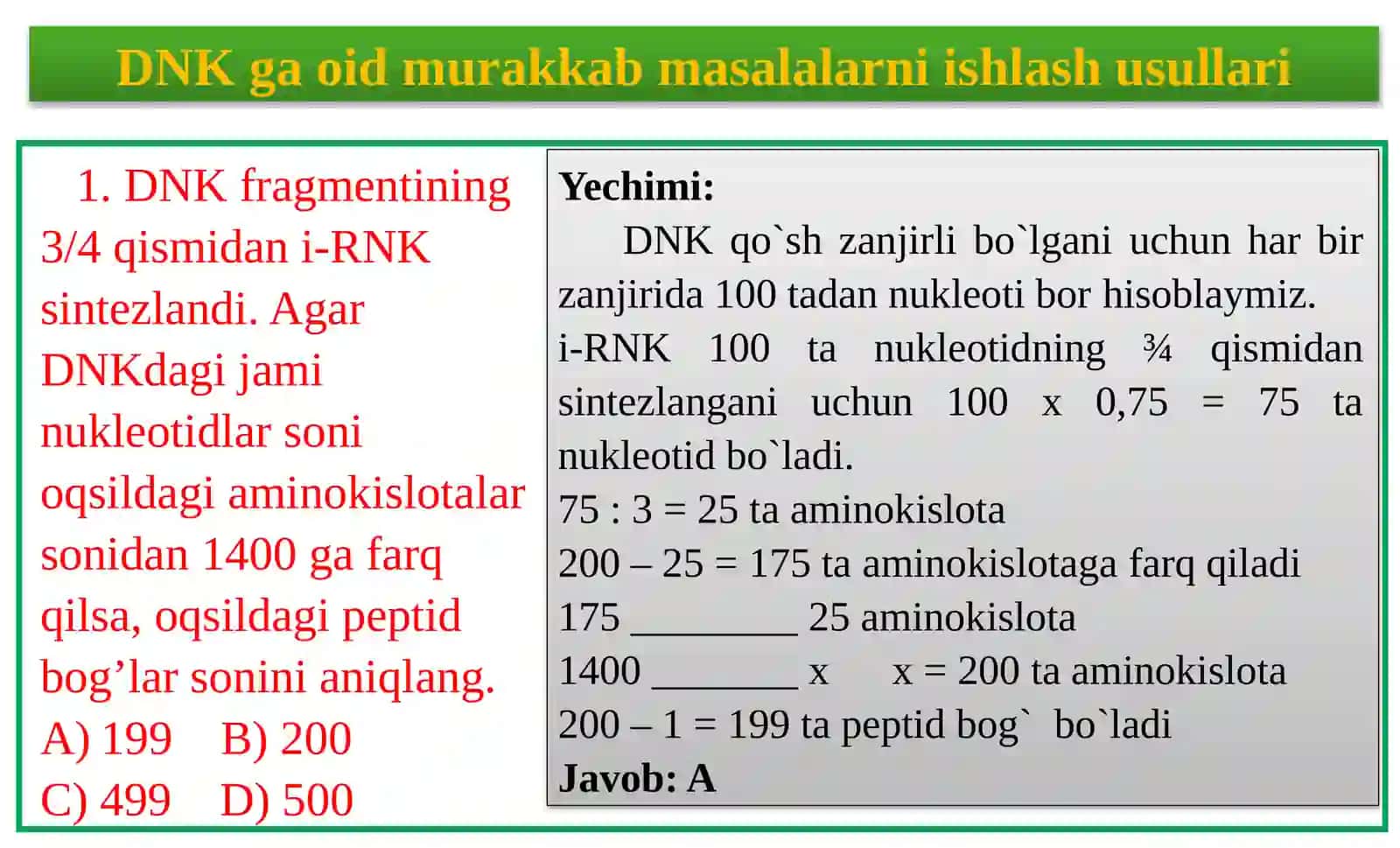 DNK ga oid murakkab masalalarning ishlash usullari 3