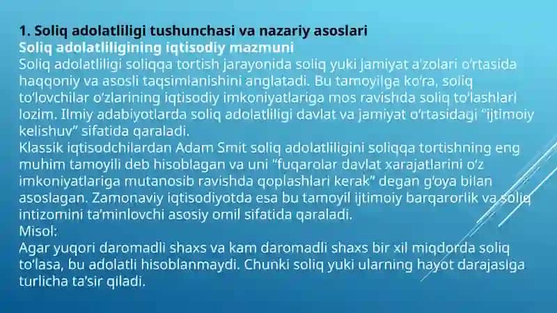 Soliq adolatliligi va tenglik tamoyili 3