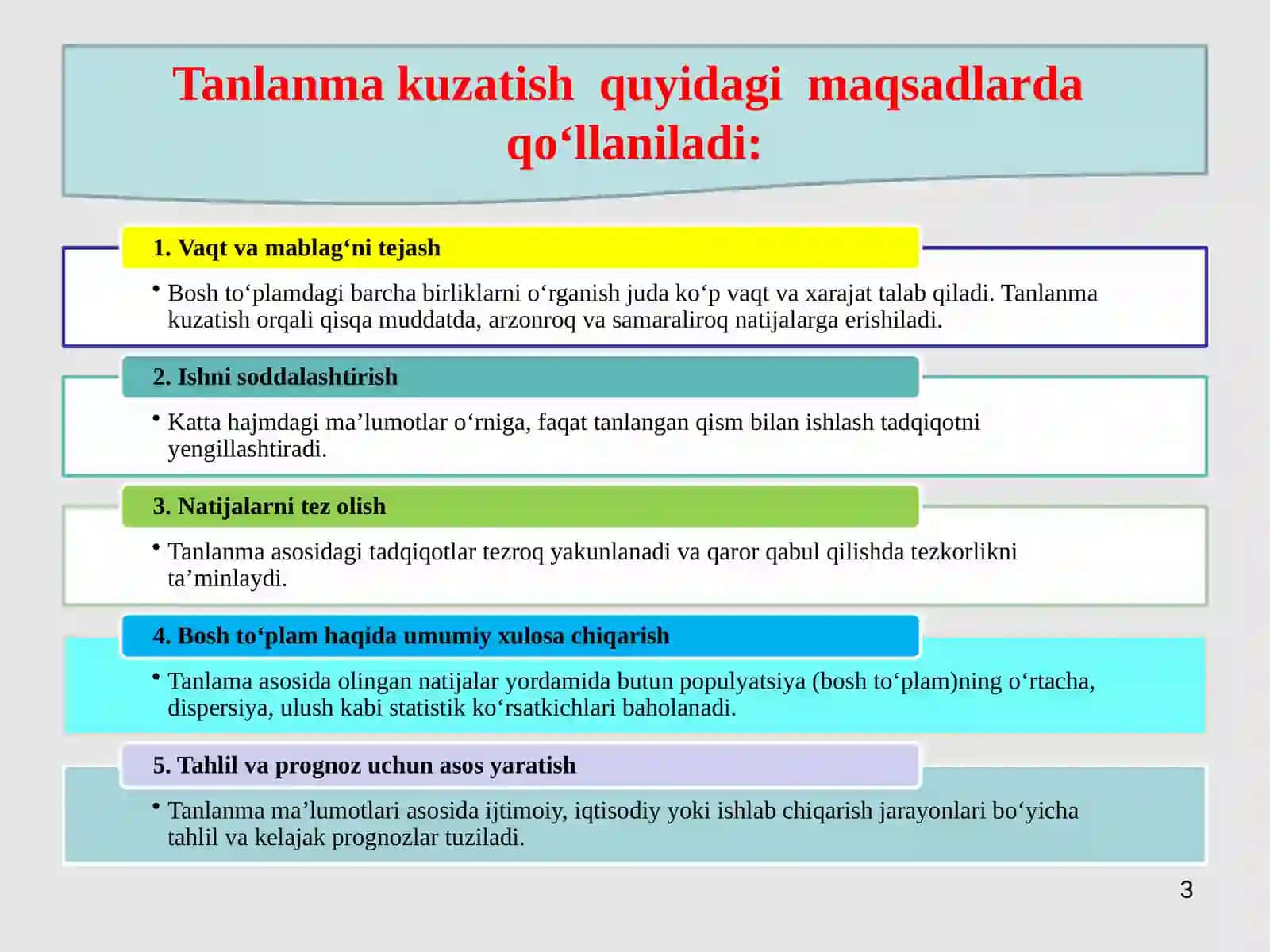 TANLANMA KUZATISH 3