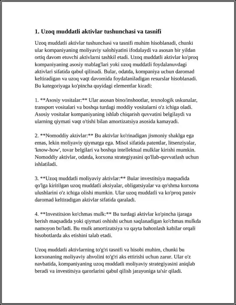 Uzoq muddatli aktivlar hisobi 3