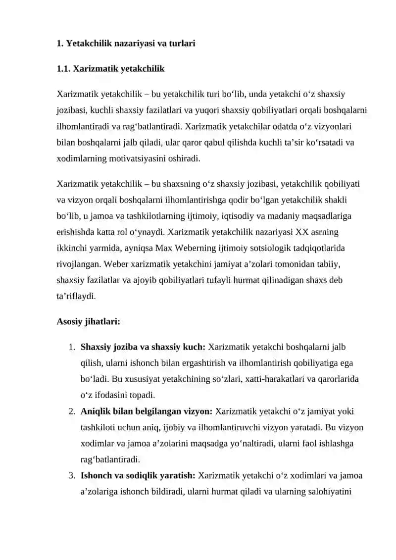 XARIZMATIK VA OʻZGARUVCHAN YETAKCHILIK 3