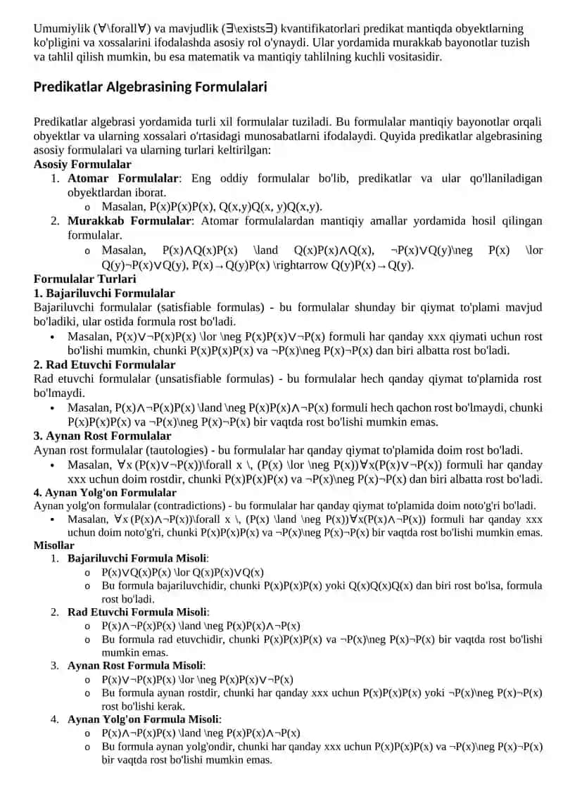 Predikatlar Ustida Mantiqiy Amallar 3