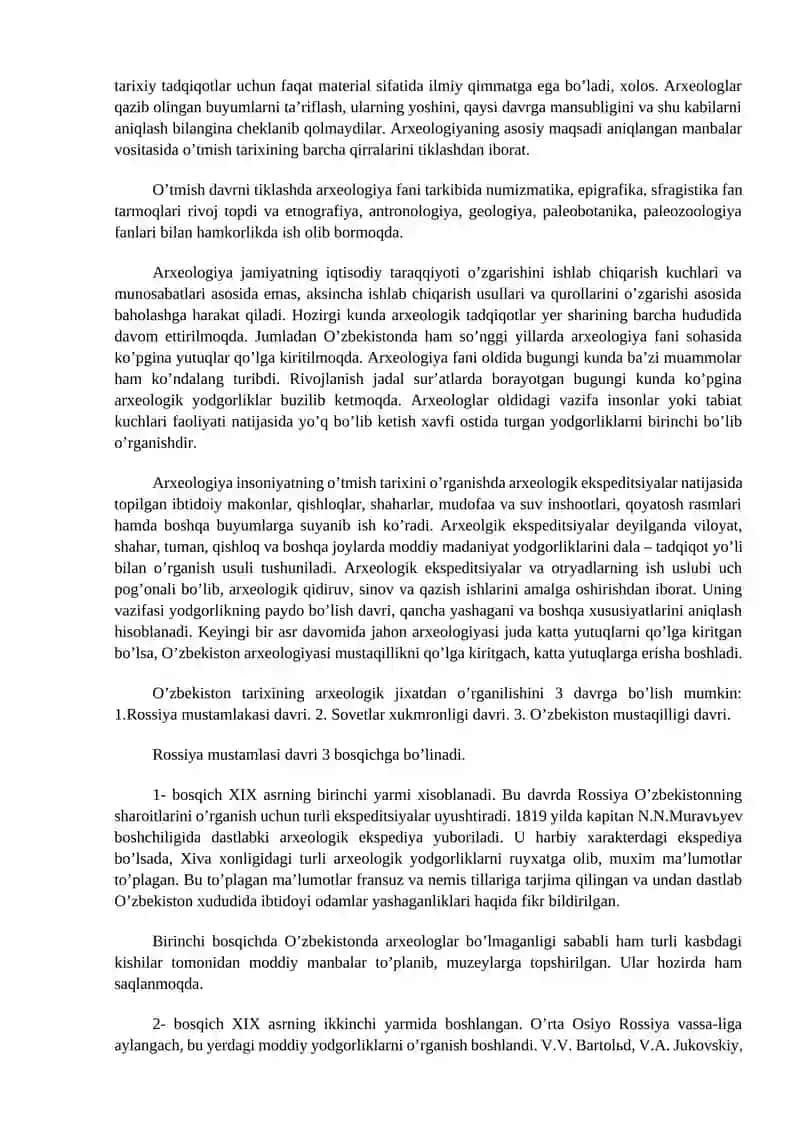 Arxeologiya fanining vazifalari 3