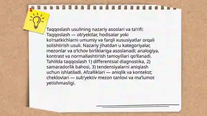 Taqqoslash usuli va uni tahlilda qoʻllanilishi 3
