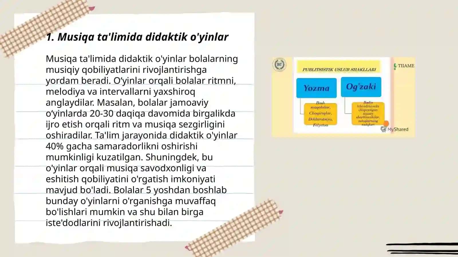 Musiqa mashgulotlarida qollaniladigon usul va uslublar 3
