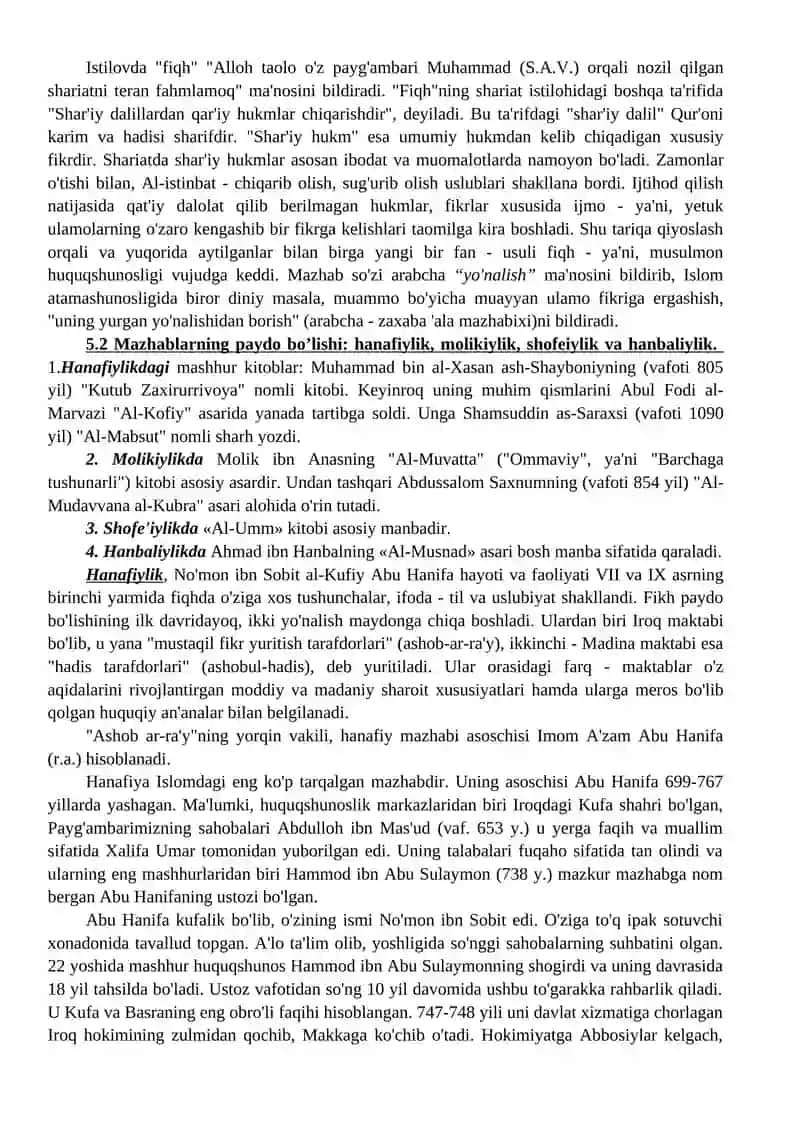 ISLОMDAGI MAZHABLAR VA YO’NALISHLAR 3