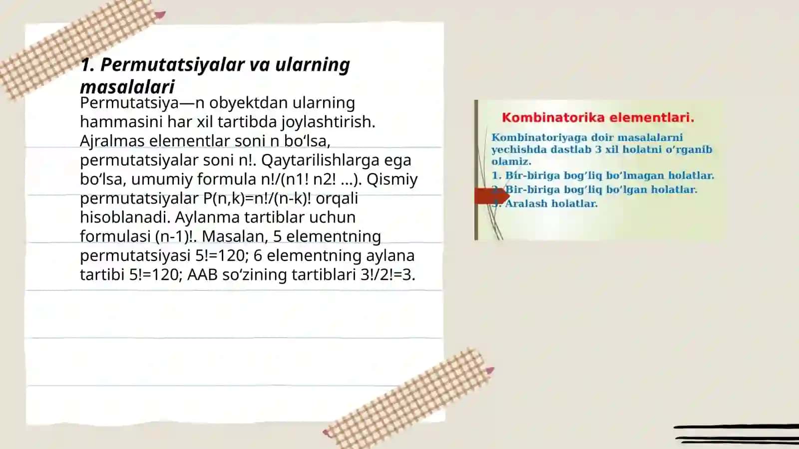 Kombinatorikaga oid masalalar 3