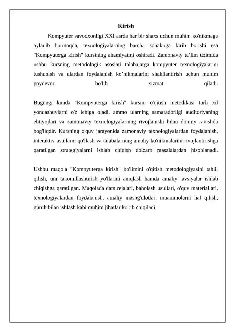 Kampyuter bilan tanishuv bulimini o'qitish metodikasi 3