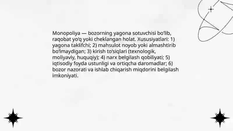 Monopoliyaning iqtisodiy asoslari 3
