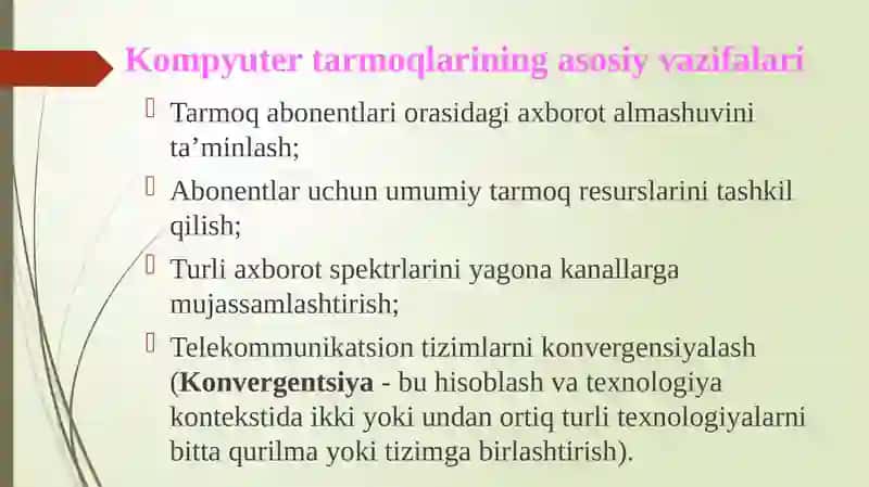 TARMOQ TEXNOLOGIYALARI FANIGA kirish 3