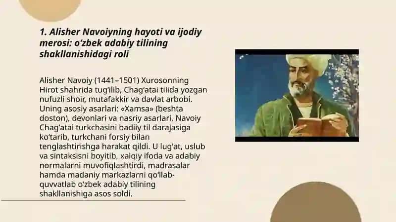 Alisher Navoiy - oʻzbek adabiy tilining asoschisi 3