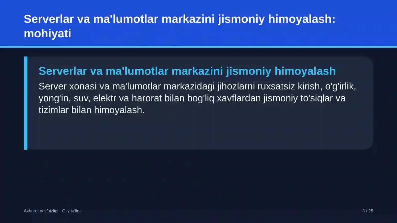 ekskursiya byurolarida serverlar va ma'lumotlar markazini jismoniy himoyalash 7875 3