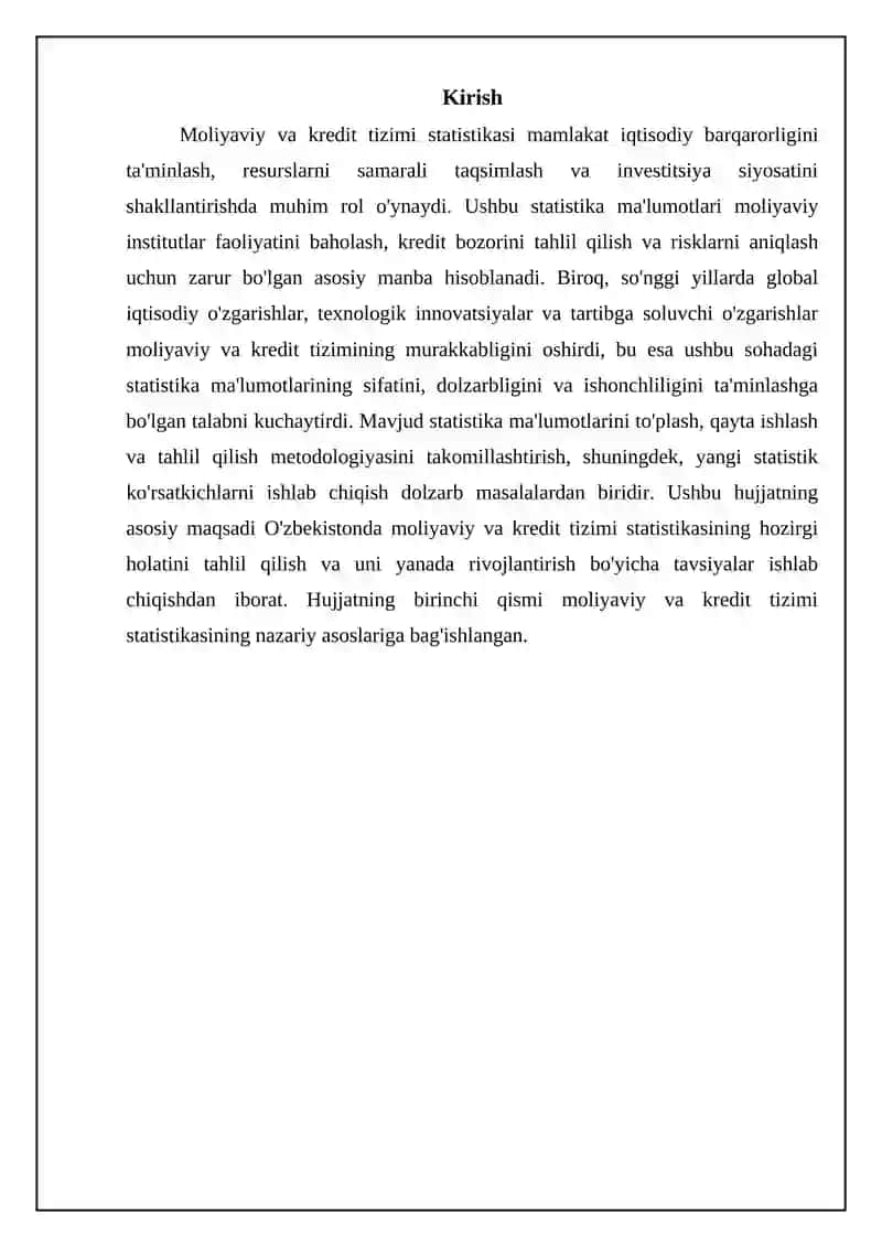 Moliya-kredit tizimi statistikasi 3