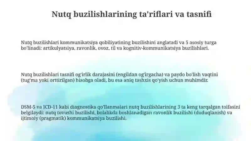 Nutq buzilishlarining ta'riflari va tasnifi 3