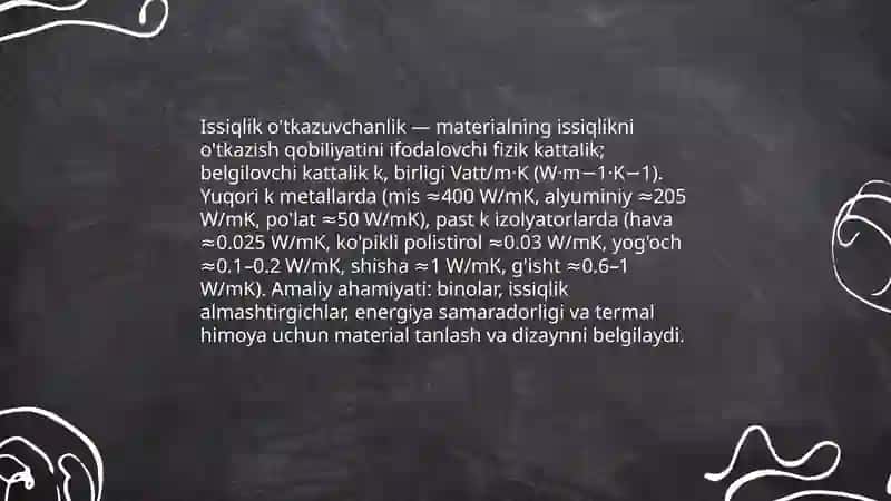 Issiqlik o'tkazuvchanlik 3