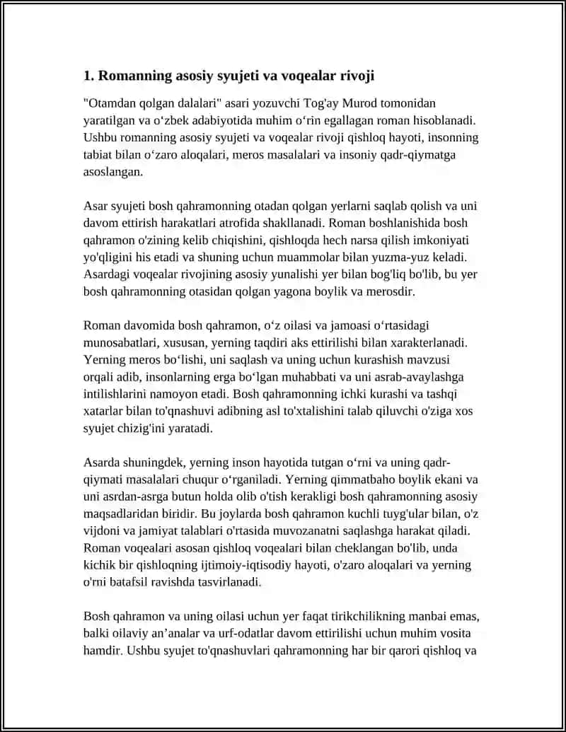 "OTAMDAN QOLGAN DALALAR"ASARI ROMANI 3