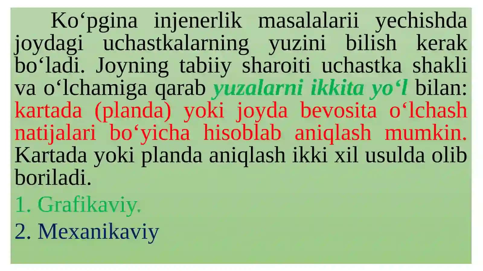 Yuza aniqlash.Mexanik usulda yuza aniqlash 3