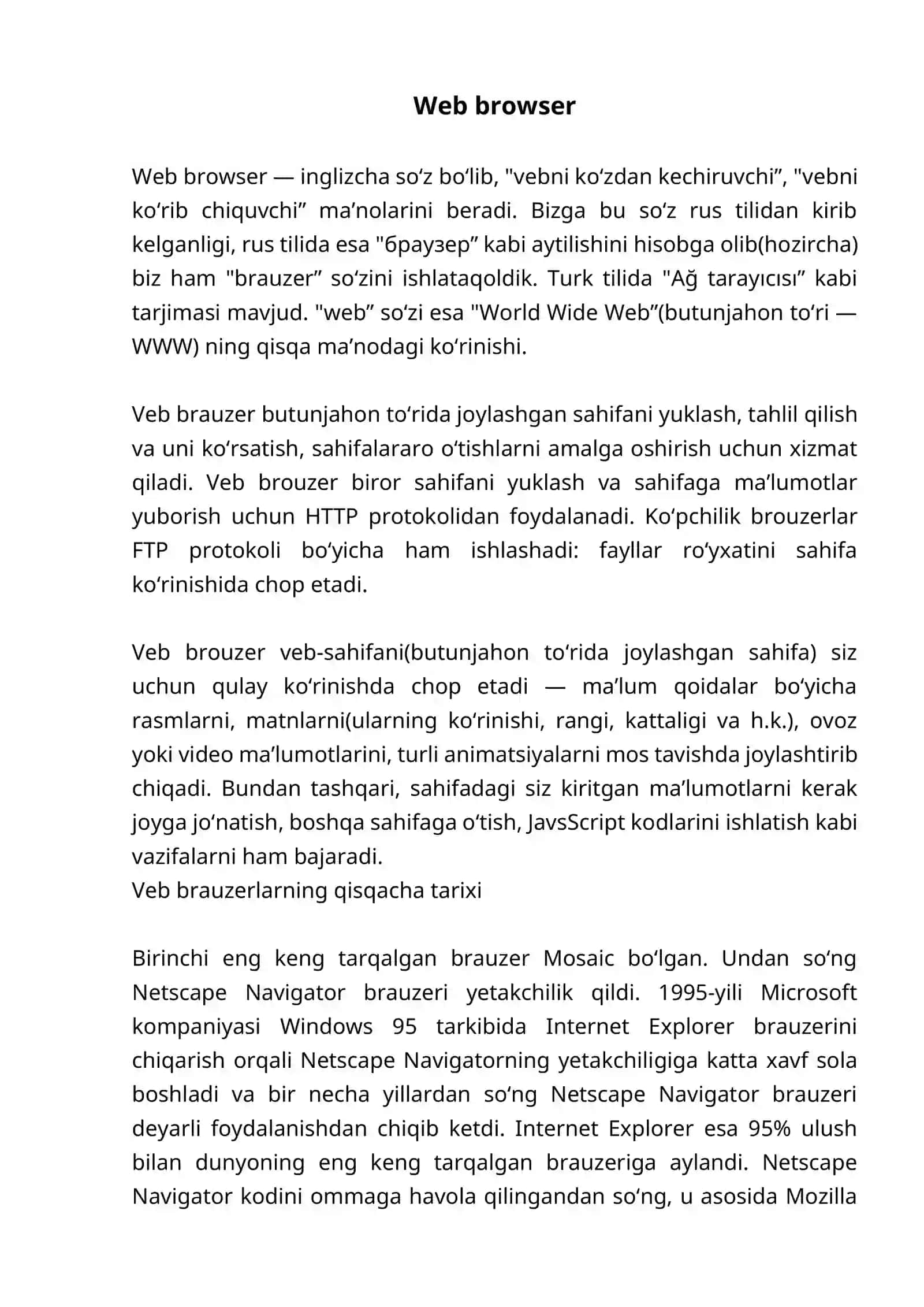 Web-brauzerlar. Mavzuni urganish metodi 3