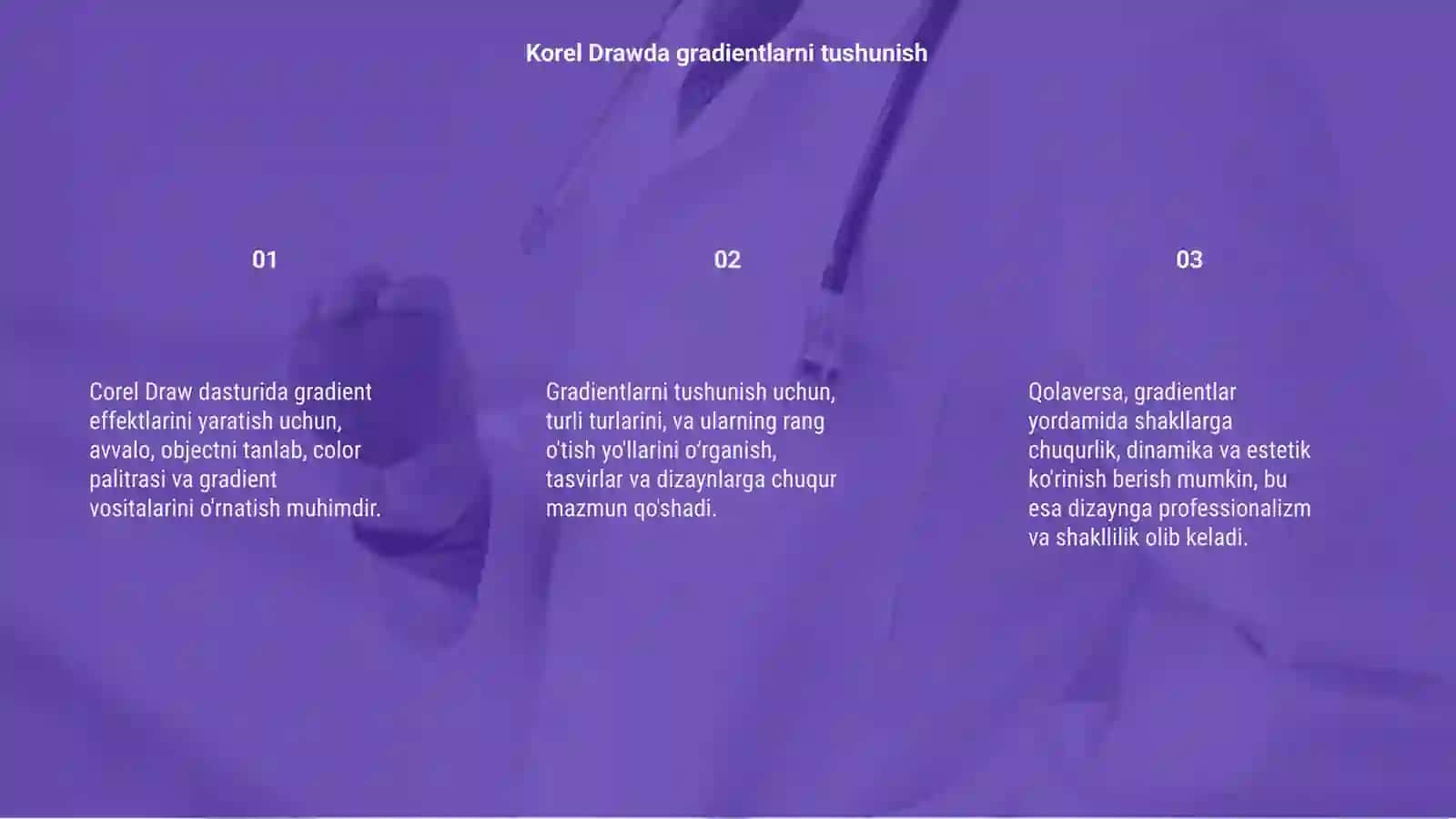 Corel Draw dasturida gradient(rang òtish) effektlarini yaratish 3