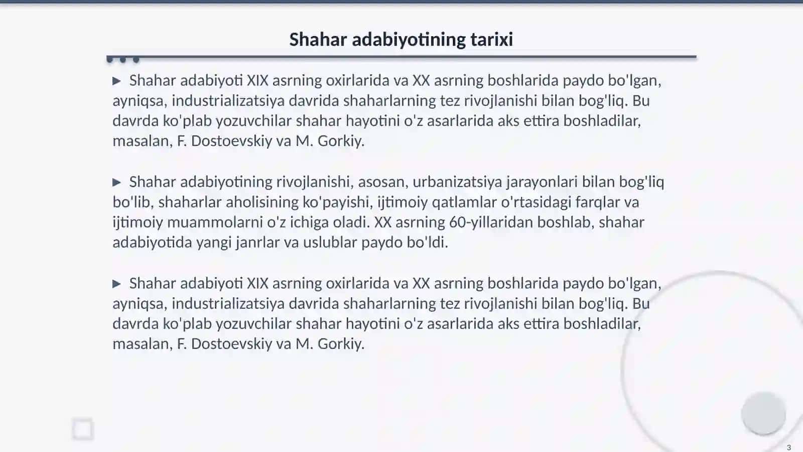 Shahar adabiyotining janrlari va xususiyatlari 3