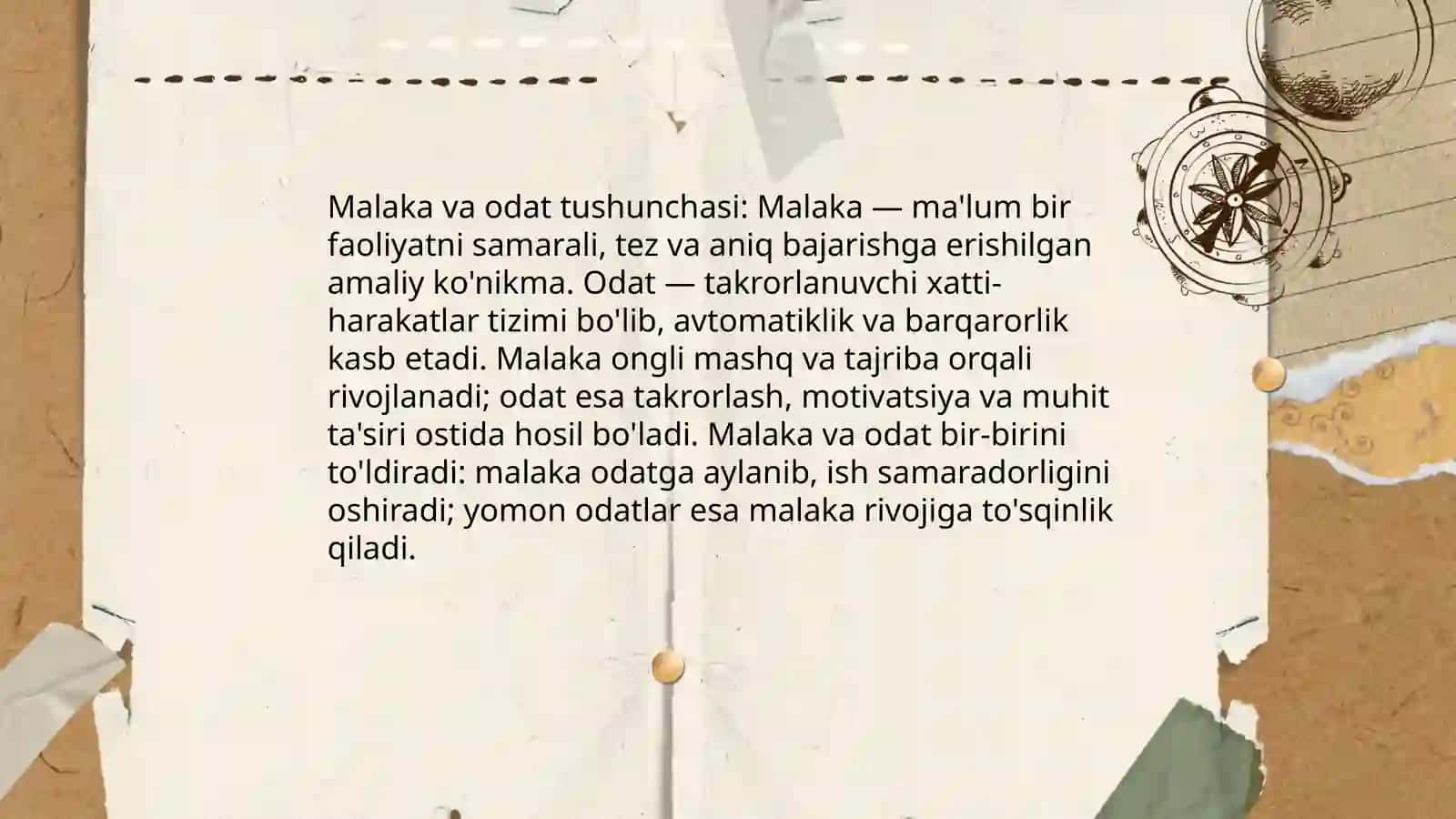 Shaxsning malaka va odatlari 3