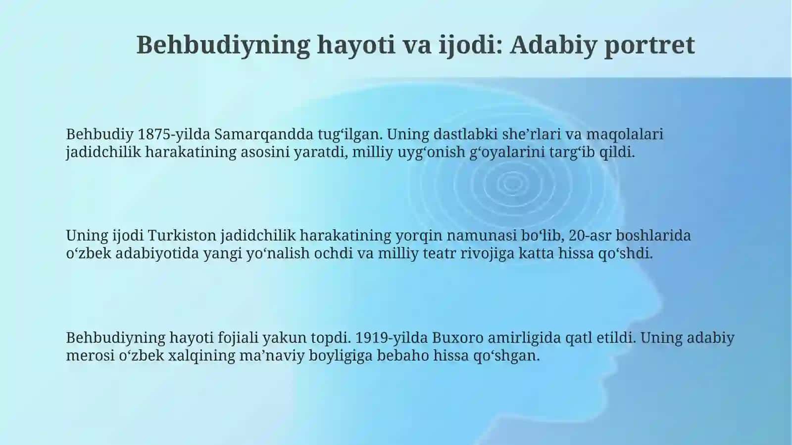 Mahmudxoʻja Behbudiyaning adabiyotdagi oʻrni 3