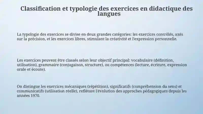 Typologie des exercices pour l'enseignement des langues 3