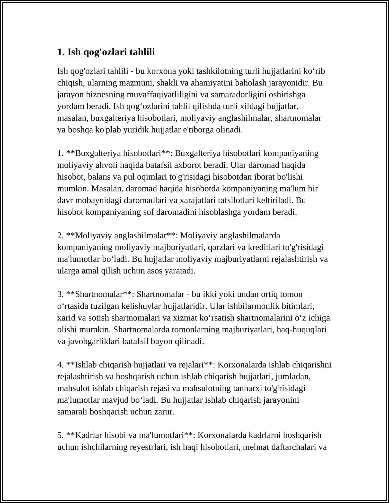 MUSTAQIL ISH Mavzu: ISH QOGʻOZLARINING GRAMMATIK TARKIBI 3