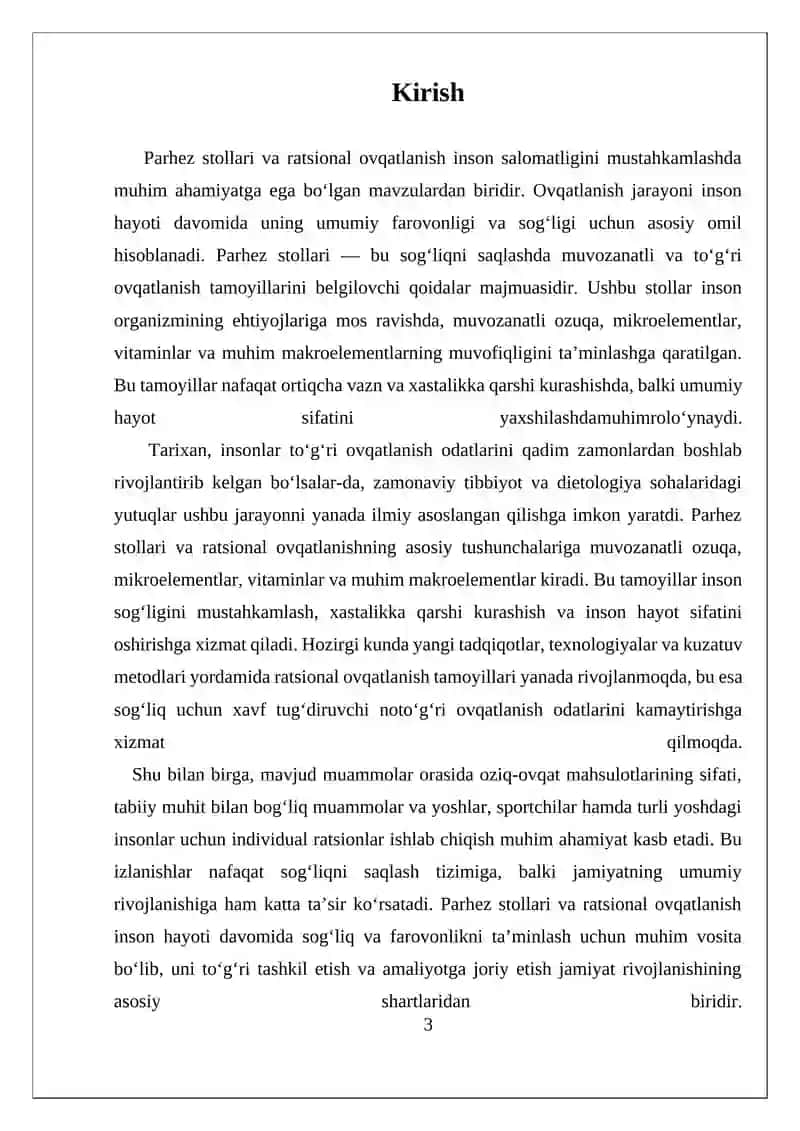 PARHEZ STOLLARI. RATSIONAL OVQATLANISH 3