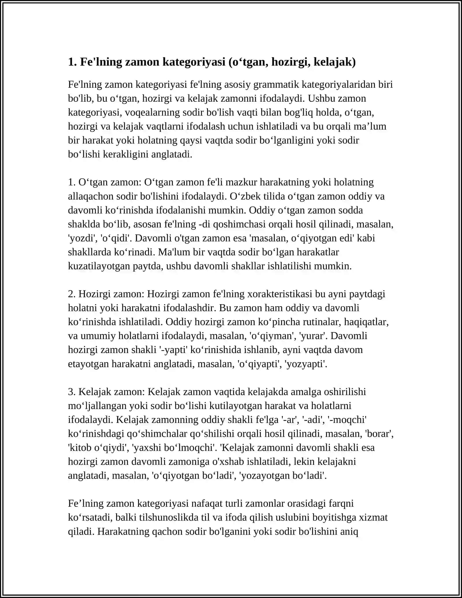 FE'L VA UNING GRAMMATIK KATEGORIYALARI 3
