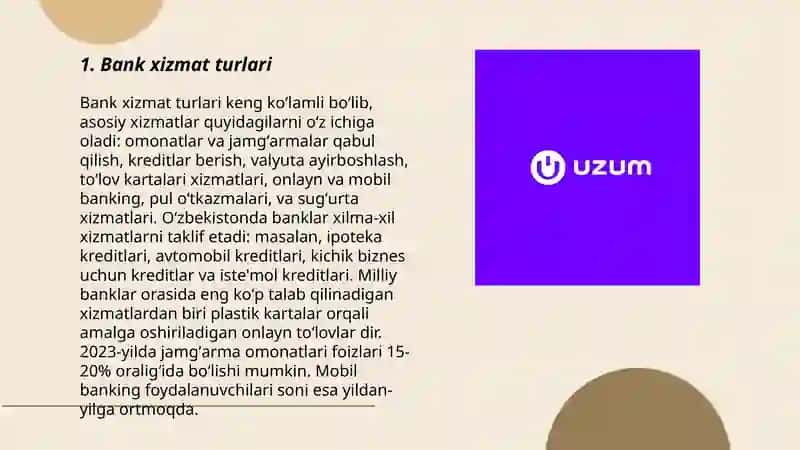 Bank xizmat turlari 3