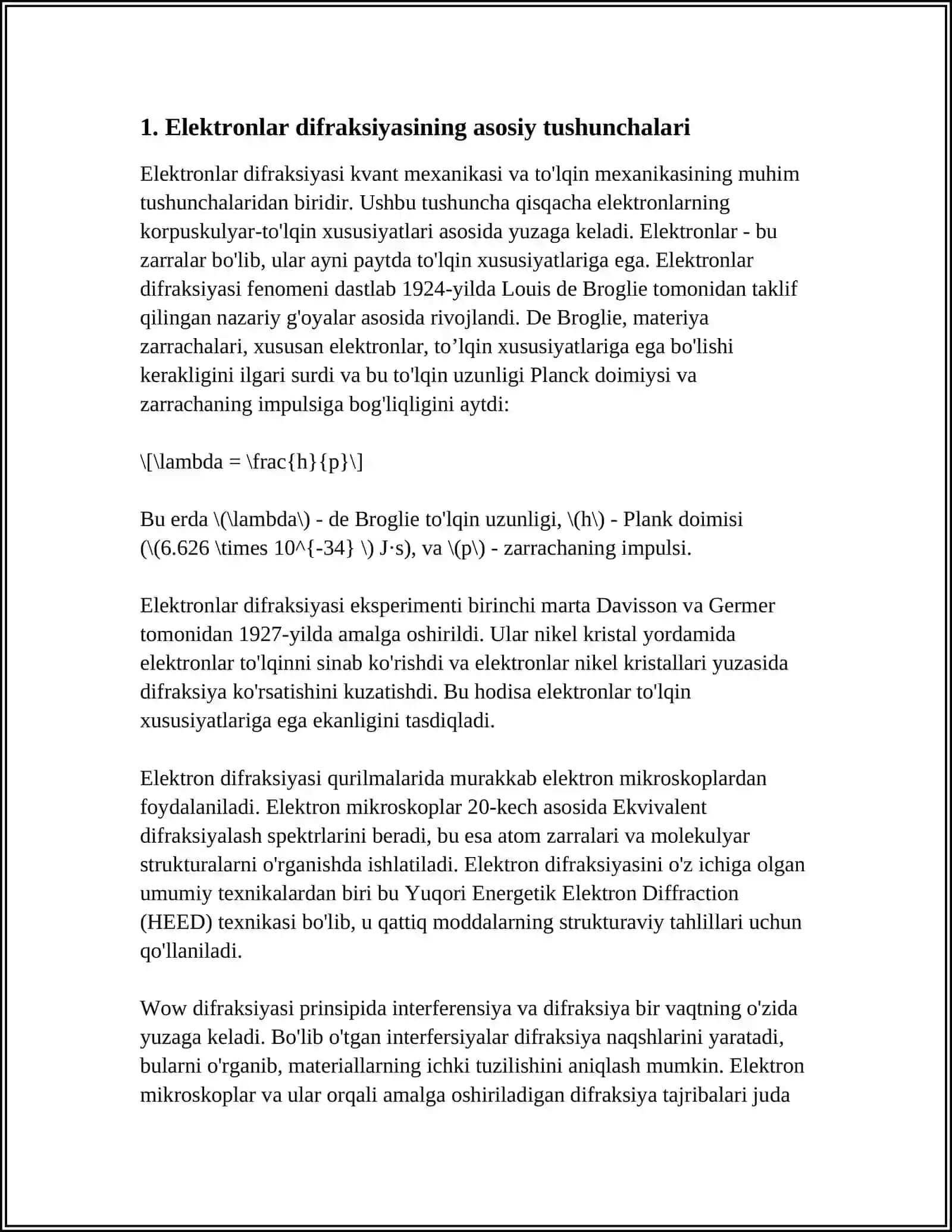 ELEKTRONLAR DIFRAKSIYASI 3