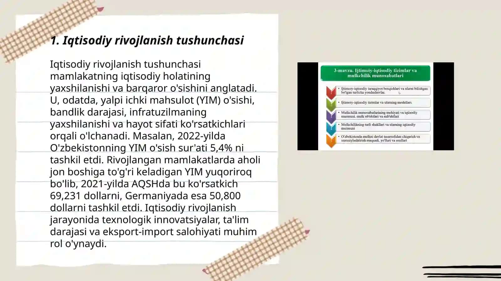 Iqtisodiy tarqqiyot, iqtisodiy o'sish va milliy boylik 3