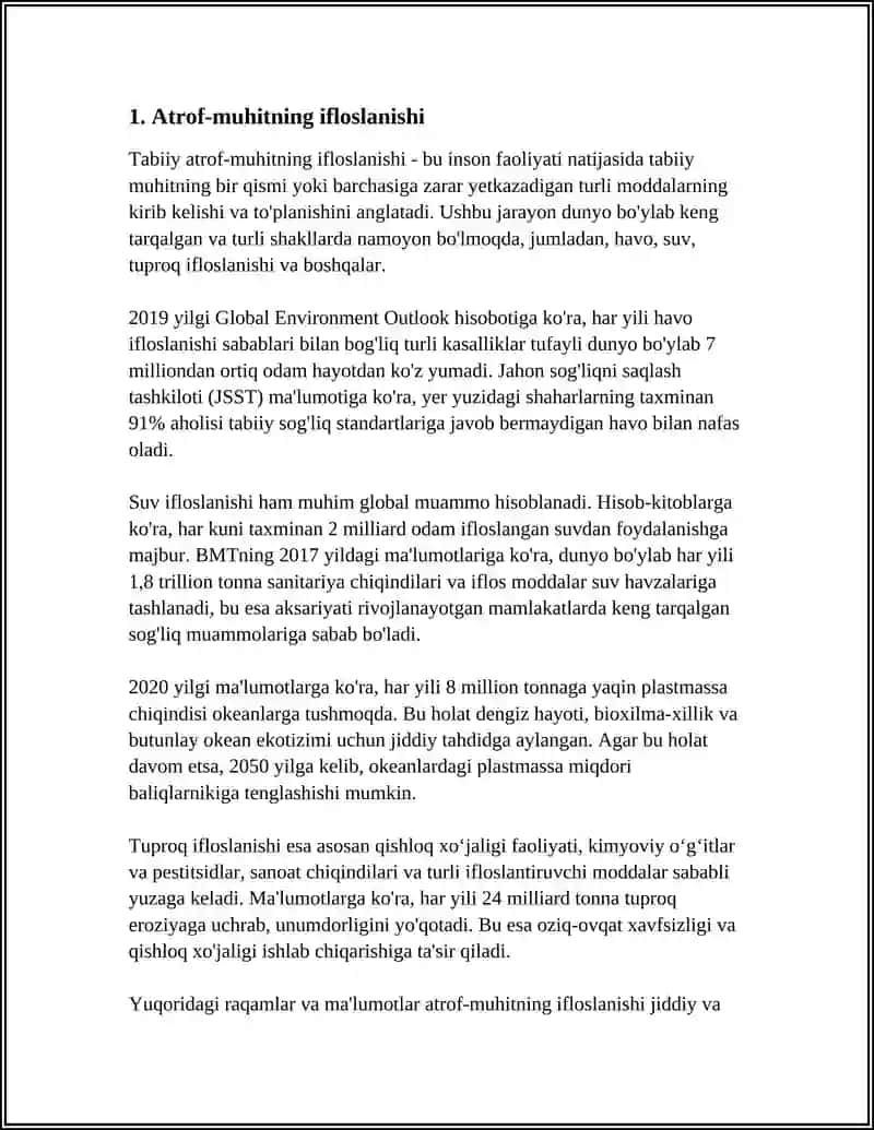 O‘ZBEKISTON RESPUBLIKASINING EKALOGIK MUAMMOLARI 3